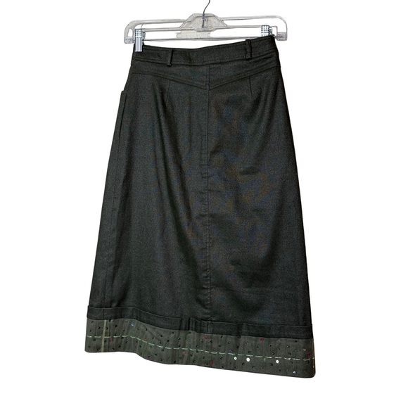 Frou Frou Collection Paris Green Beaded Sequined Modest Midi Stretch Skirt NWT 9 - Picture 4 of 8